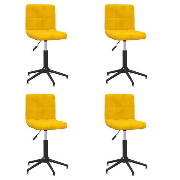 vidaXL Otočn&eacute; j&iacute;deln&iacute; židle 4 ks hořčicově žlut&eacute; samet