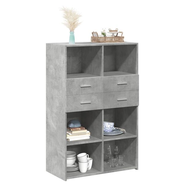 vidaXL Skř&iacute;ň highboard betonově &scaron;ed&aacute; 80x42,5x124 cm kompozitn&iacute; dřevo