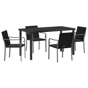 vidaXL Zahradn&iacute; j&iacute;deln&iacute; souprava 5 pcs Čern&aacute; a &scaron;ed&aacute; PE ratan