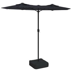 vidaXL Dvojit&yacute; zahradn&iacute; slunečn&iacute;k s LED čern&yacute; 316 x 145 cm