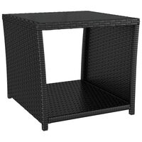 vidaXL Čajový stolek se skleněnou deskou černý polyratan a sklo
