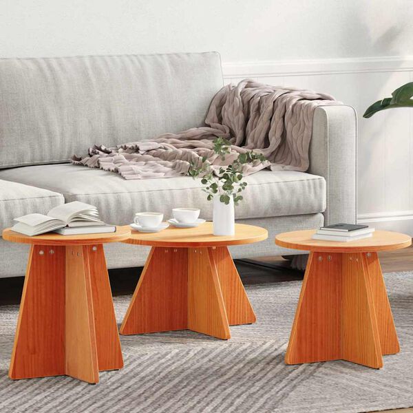 vidaXL Konferenční stolek 3 pcs Voskově hnědá