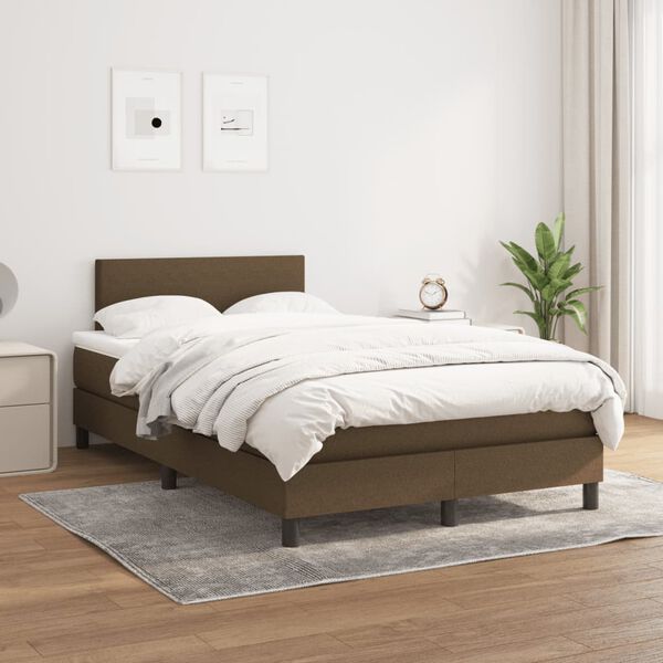 vidaXL Box spring postel s matrac&iacute; tmavě hněd&aacute; 120x190 cm textil