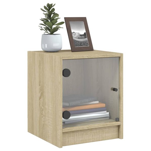 vidaXL Nočn&iacute; stolky se skleněn&yacute;mi dv&iacute;řky 2 ks dub sonoma 35x37x42 cm