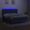 vidaXL Box spring postel s matrac&iacute; a LED modr&aacute; 180x200 cm textil