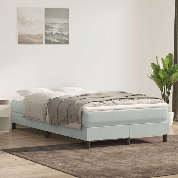 vidaXL Box spring postel s matrac&iacute; světle &scaron;ed&aacute; 120x210 cm samet
