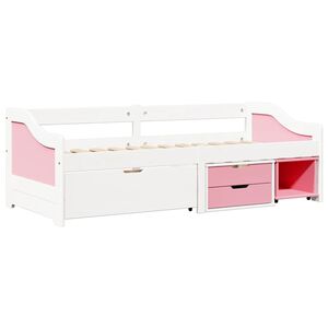 vidaXL V&aacute;lenda se 3 z&aacute;suvkami bez matrace b&iacute;l&aacute; a růžov&aacute; IRUN 90x200 cm