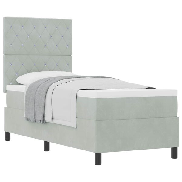 vidaXL Postel s boxspringem s matrac&iacute; Světle &scaron;ed&aacute; 80 x 200 cm textil