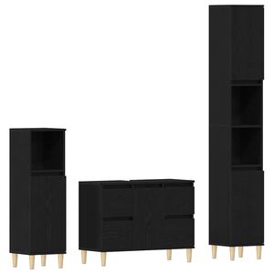 vidaXL Sada koupelnov&eacute;ho n&aacute;bytku 3 pcs Čern&yacute; dub Skl&aacute;dan&eacute; dřevo a kov