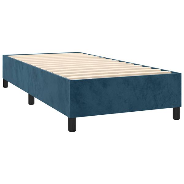 vidaXL Box spring postel s matrac&iacute; tmavě modr&aacute; 90x200 cm samet