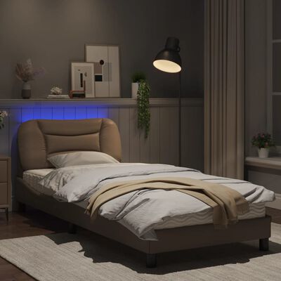 vidaXL Rám postele s LED osvětlením cappuccino 80 x 200 cm umělá kůže