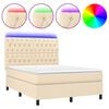 vidaXL Box spring postel s matrac&iacute; a LED kr&eacute;mov&aacute; 140x190 cm textil