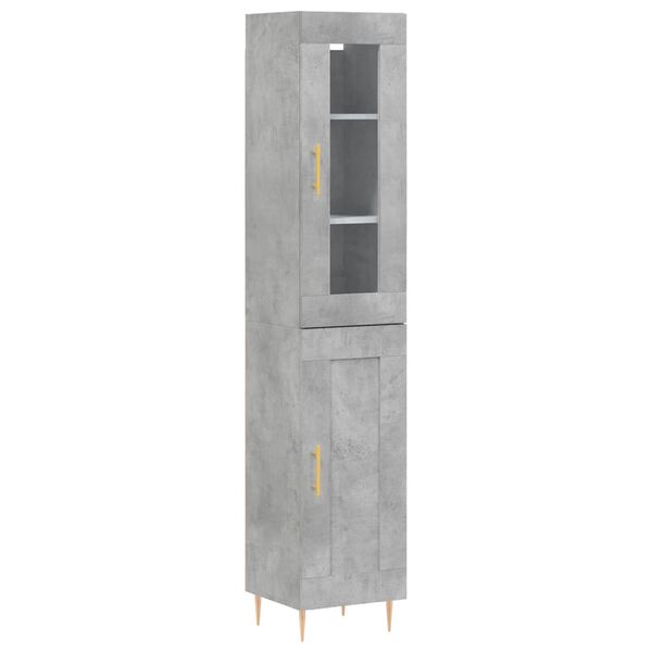 vidaXL Skř&iacute;ň highboard betonově &scaron;ed&aacute; 34,5x34x180 cm kompozitn&iacute; dřevo