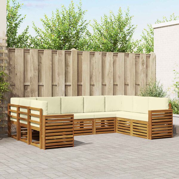 vidaXL Rohov&aacute; sofa sada s pol&scaron;t&aacute;řem 9 pcs Přirozen&aacute; a Kr&eacute;mov&aacute;