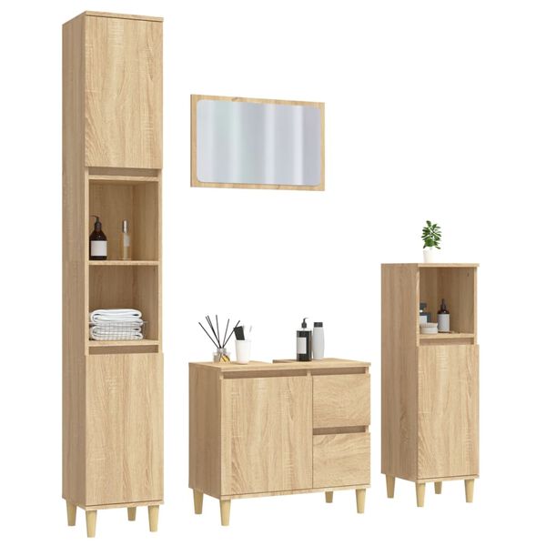 vidaXL 4d&iacute;ln&yacute; set koupelnov&eacute;ho n&aacute;bytku dub sonoma kompozitn&iacute; dřevo