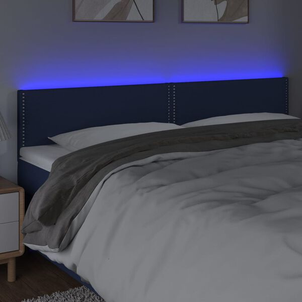 vidaXL Čelo postele s LED modr&eacute; 200x5x78/88 cm textil