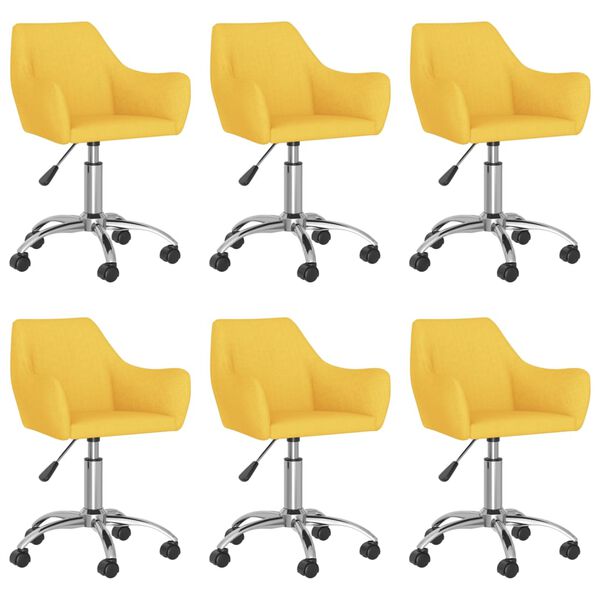 vidaXL Otočn&eacute; j&iacute;deln&iacute; židle 6 ks žlut&eacute; textil