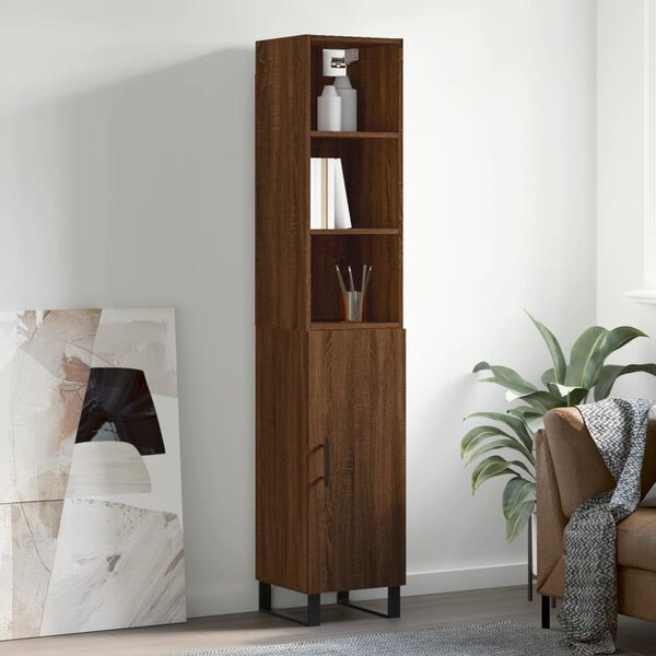 vidaXL Skř&iacute;ň highboard hněd&yacute; dub 34,5 x 34 x 180 cm kompozitn&iacute; dřevo