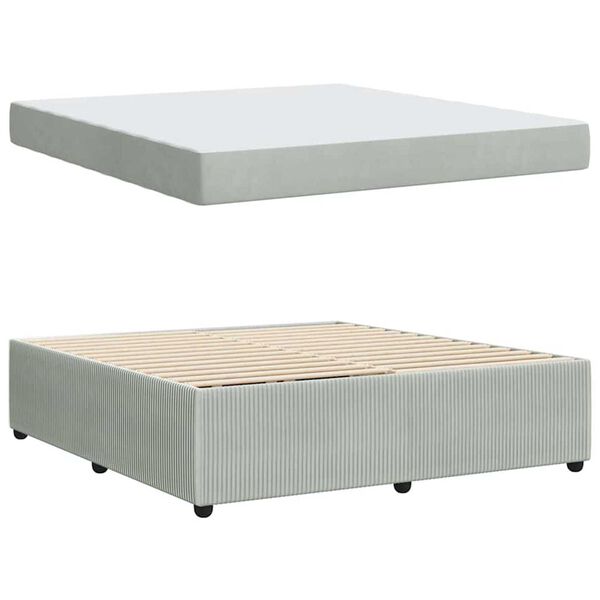 vidaXL Rám postele s matrací Světlá šedá a bílá a světlá šedá samet