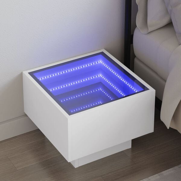 vidaXL Noční stolek s Infinity LED bílý 40 x 40 x 30 cm