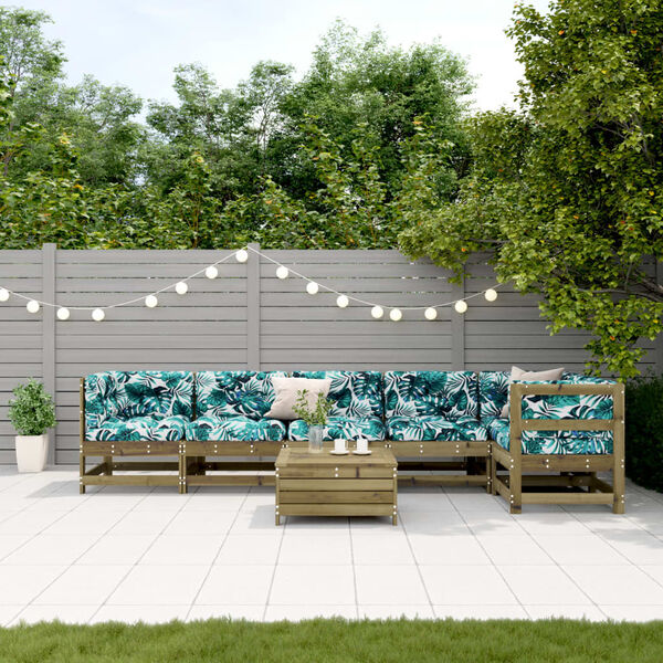 vidaXL 7d&iacute;ln&aacute; zahradn&iacute; sedac&iacute; souprava a podu&scaron;ky impregnovan&aacute; borovice