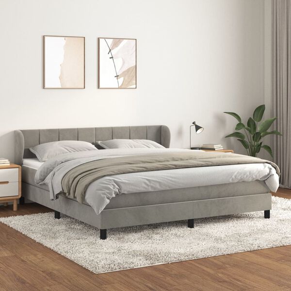 vidaXL Box spring postel s matrac&iacute; světle &scaron;ed&aacute; 160x200 cm samet