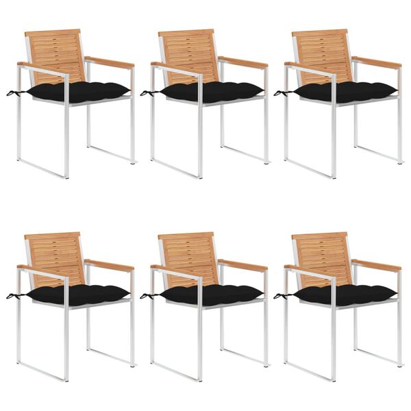 vidaXL Zahradn&iacute; židle 6 ks s podu&scaron;kami masivn&iacute; teakov&eacute; dřevo