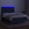 vidaXL Box spring postel s matrac&iacute; a LED modr&aacute; 140x190 cm textil