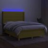 vidaXL Box spring postel s matrac&iacute; a LED zelen&aacute; 140x190 cm textil
