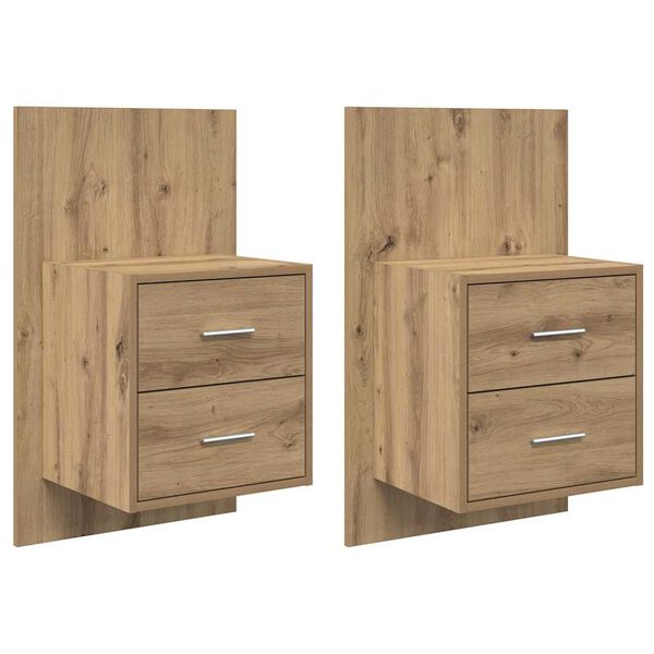 vidaXL N&aacute;stěnn&aacute; nočn&iacute; skř&iacute;ňka 2 pcs Artisanov&yacute; dub 48,5 x 32,5 x 80 cm