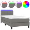 vidaXL Box spring postel s matrac&iacute; a LED tmavě &scaron;ed&aacute; 90x190 cm textil