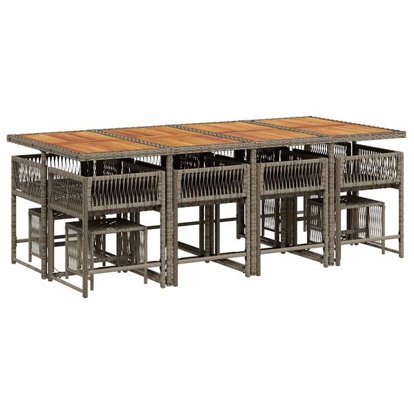 vidaXL 13d&iacute;ln&yacute; zahradn&iacute; j&iacute;deln&iacute; set s podu&scaron;kami &scaron;ed&yacute; polyratan