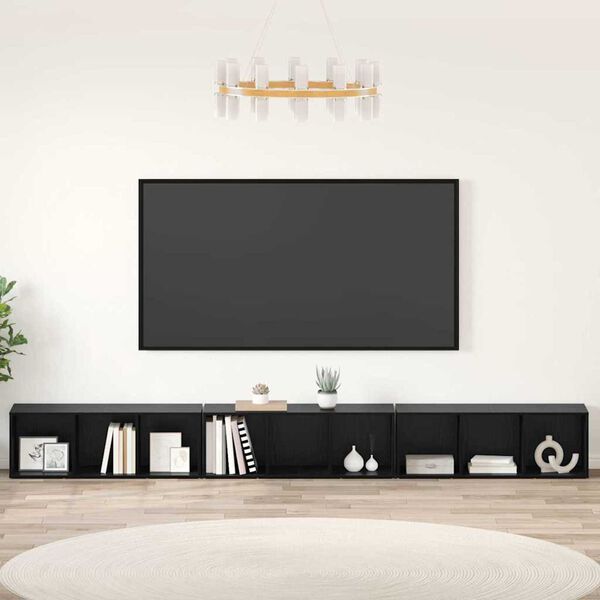 vidaXL Sestava TV skř&iacute;něk N&aacute;stěnn&yacute; 3 pcs Čern&yacute; dub 37 x 35 x 107,5 cm