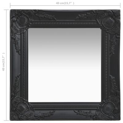 vidaXL Nástěnné zrcadlo barokní styl 40 x 40 cm černé