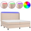 vidaXL Box spring postel matrace a LED cappuccino 200x200cm uměl&aacute; kůže