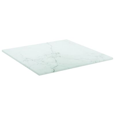 vidaXL Stolní deska bílá 30 x 30 cm 6 mm tvrzené sklo mramorový design