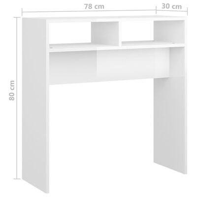vidaXL Konzolový stolek bílý vysoký lesk 78 x 30 x 80 cm dřevotříska