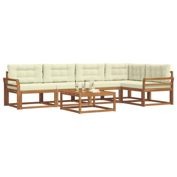 vidaXL Venkovn&iacute; pohovkov&aacute; souprava 6 pcs Přirozen&aacute; a Kr&eacute;mov&aacute;