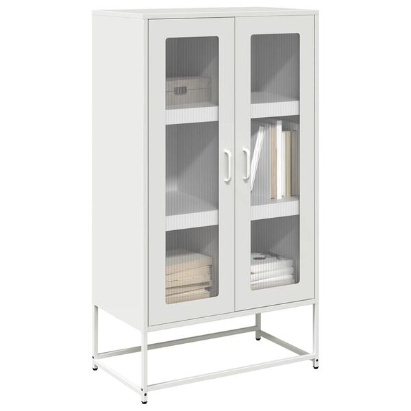vidaXL Skříň highboard bílá 68x39x123 cm ocel