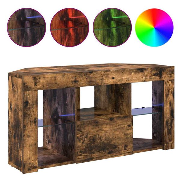 vidaXL Rohov&yacute; LED TV stojan N&aacute;stěnn&yacute; Kouřov&yacute; dub 100 x 40 x 50 cm