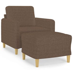 vidaXL Křeslo s podnožkou hněd&eacute; 60 cm textil