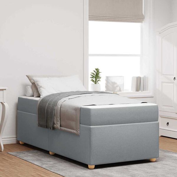 vidaXL R&aacute;m postele s matrac&iacute; Světle &scaron;ed&aacute; 90 x 200 cm textil