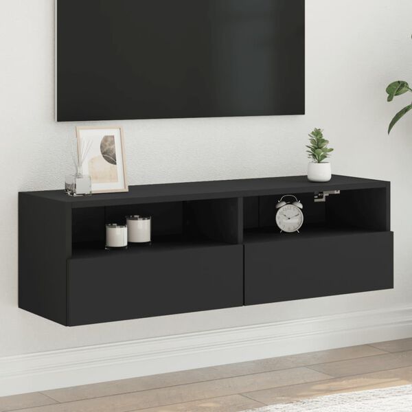 vidaXL N&aacute;stěnn&aacute; TV skř&iacute;ňka čern&aacute; 100 x 30 x 30 cm kompozitn&iacute; dřevo