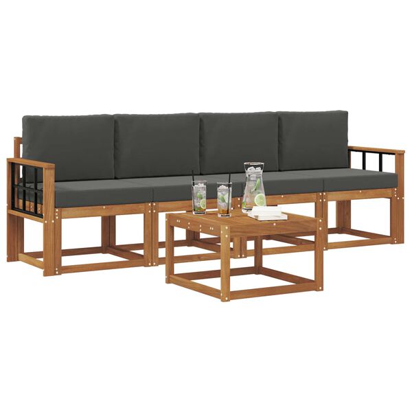 vidaXL Venkovn&iacute; pohovkov&aacute; souprava 5 pcs Přirozen&aacute; a Anthracitov&aacute;