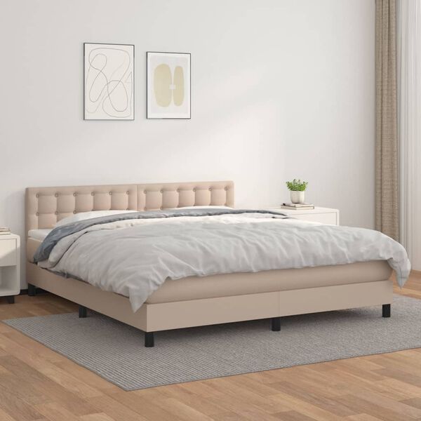 vidaXL Box spring postel s matrací cappuccino 160x200 cm umělá kůže