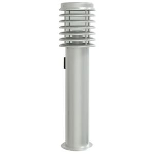 vidaXL Venkovn&iacute; stojac&iacute; lampa se z&aacute;suvkou stř&iacute;brn&aacute; 60 cm nerezov&aacute; ocel