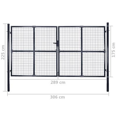 vidaXL Zahradní plotová brána pozinkovaná ocel 289 x 175 cm šedá