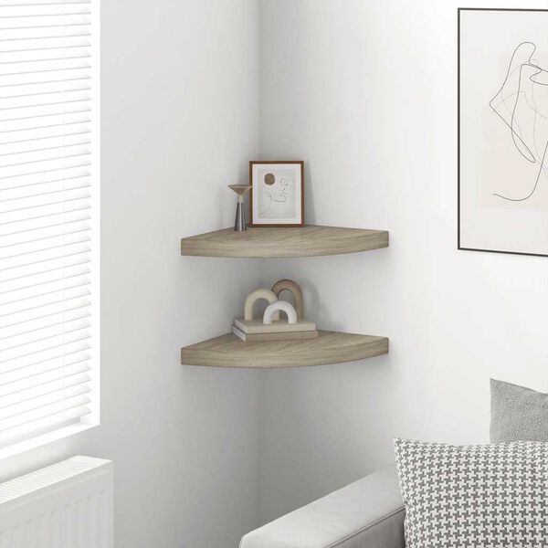 323926 vidaXL Floating Corner Shelves 2 pcs Oak 35x35x3,8 cm MDF