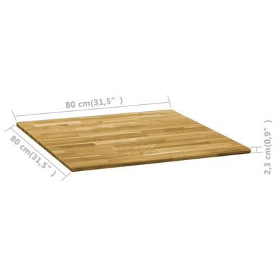 vidaXL Stolní deska z masivního dubového dřeva čtvercová 23mm 80x80 cm