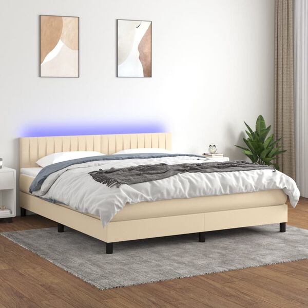 vidaXL Box spring postel s matrac&iacute; a LED kr&eacute;mov&aacute; 160x200 cm textil